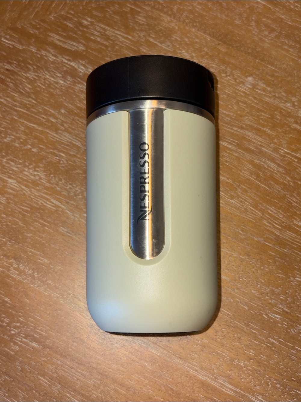 Nespresso Pistachio Green Travel Tumbler with Black Lid